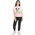 Cream-Black-White - Side - Disney Womens-Ladies Monday Minnie Mouse Long Pyjama Set