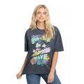 Dark Charcoal - Side - Disney Womens-Ladies Mickey Mouse Wave Oversized T-Shirt
