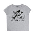 Grey-Pink - Side - Disney Womens-Ladies Mickey & Minnie Mouse Long Pyjama Set