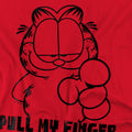 Red - Side - Garfield Mens Pull My Finger T-Shirt