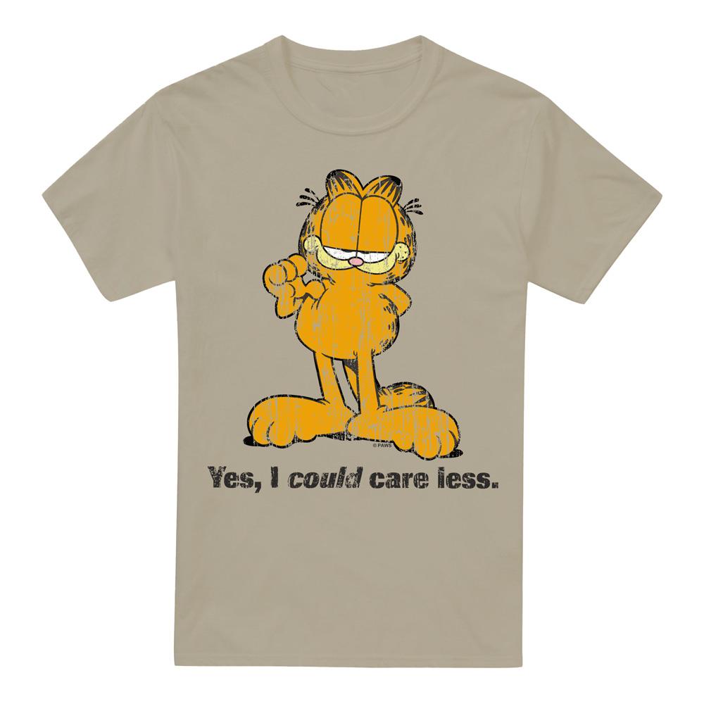 Sand - Front - Garfield Mens Yes I Could Care Less T-Shirt
