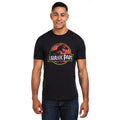 Black - Lifestyle - Jurassic Park Mens Distressed Logo Cotton T-Shirt