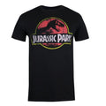 Black - Front - Jurassic Park Mens Distressed Logo Cotton T-Shirt