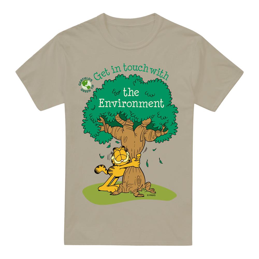 Sand - Front - Garfield Mens Get In Touch T-Shirt