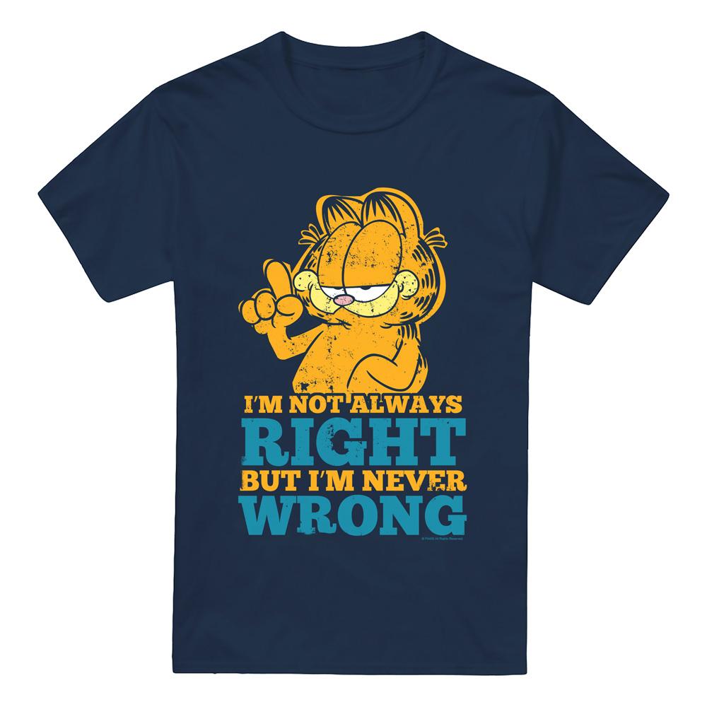 Navy - Front - Garfield Mens Never Wrong T-Shirt