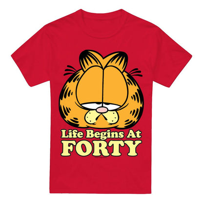 Red - Front - Garfield Mens Life Begins At Forty T-Shirt