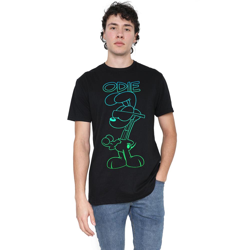 Black - Side - Garfield Mens Hotshot Odie T-Shirt