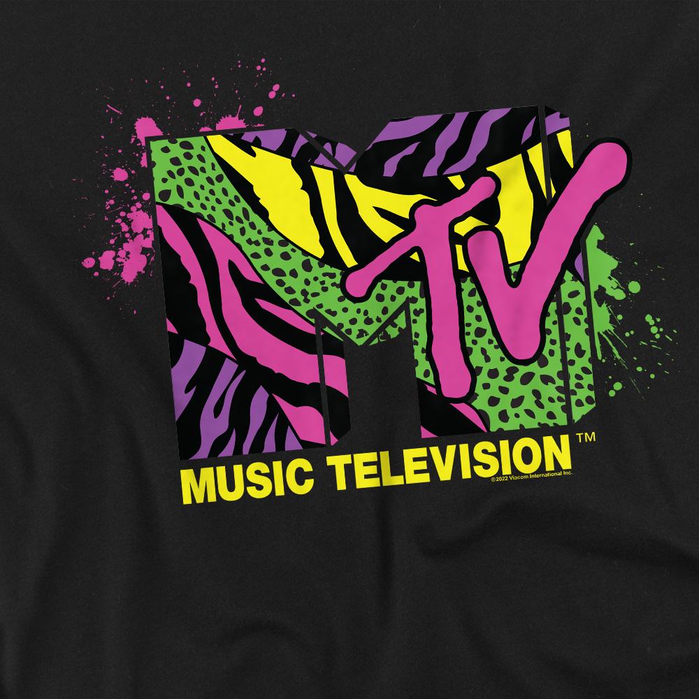 Black - Side - MTV Mens Animal Print Logo T-Shirt