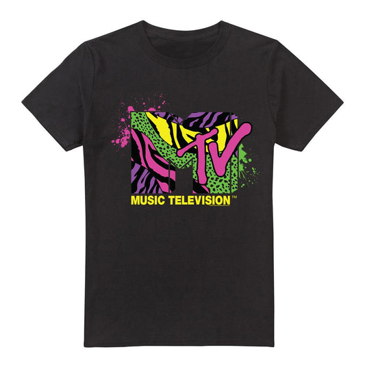 Black - Front - MTV Mens Animal Print Logo T-Shirt