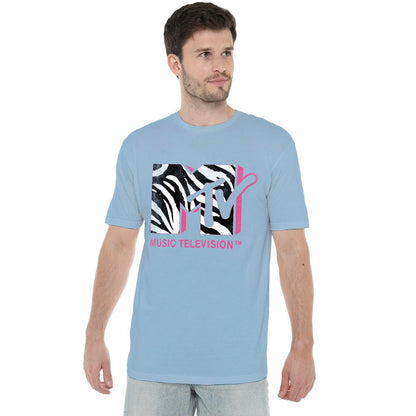 Light Blue - Side - MTV Mens Pink Zebra T-Shirt