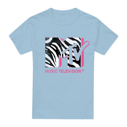 Light Blue - Front - MTV Mens Pink Zebra T-Shirt