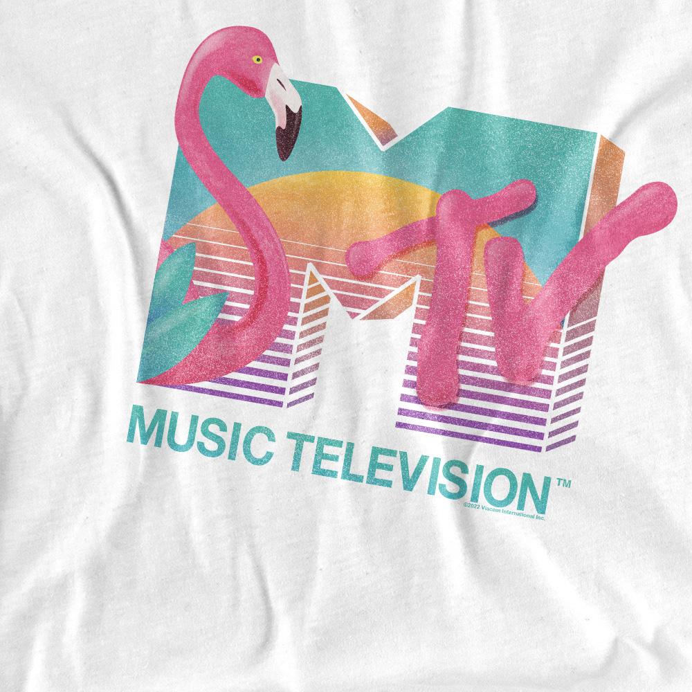 White - Lifestyle - MTV Mens Flamingo Logo T-Shirt