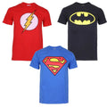 Black-Blue-Red - Front - DC Comics Mens Hero Logo Cotton T-Shirt (Pack of 3)