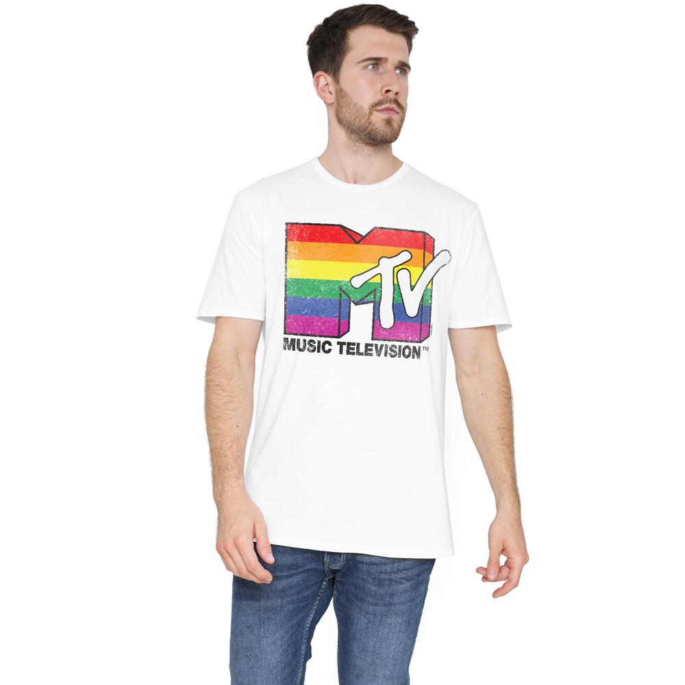 White - Lifestyle - MTV Mens Pride Rainbow Logo T-Shirt