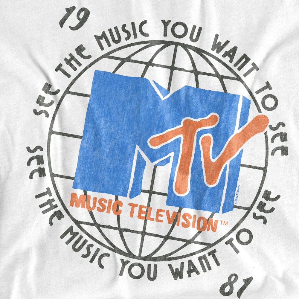 White - Side - MTV Mens 1981 Globe T-Shirt