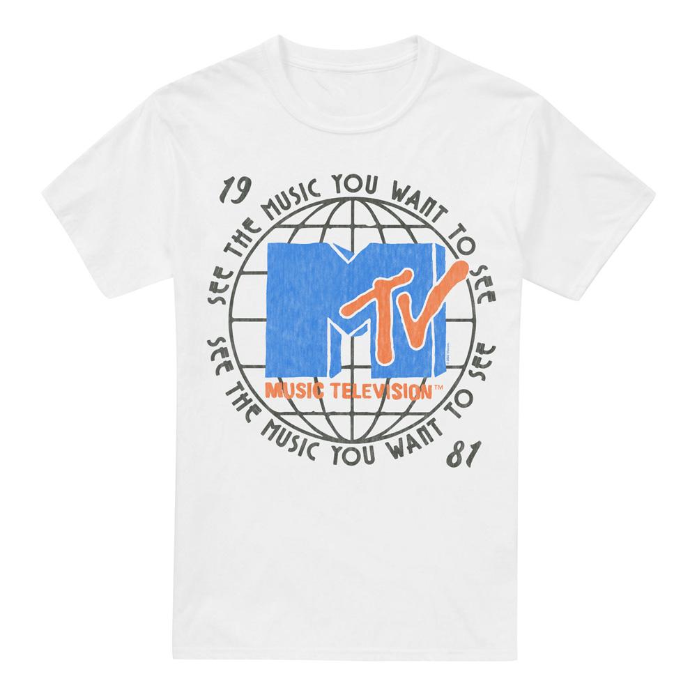 White - Front - MTV Mens 1981 Globe T-Shirt