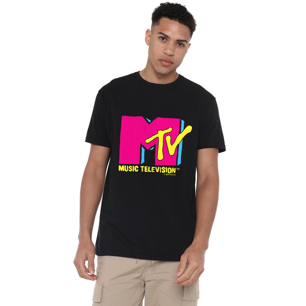 Black - Lifestyle - MTV Mens Hot Pink Logo T-Shirt