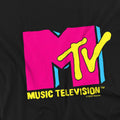 Black - Side - MTV Mens Hot Pink Logo T-Shirt