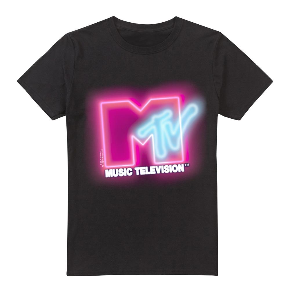 Black - Front - MTV Mens Neon Sign Logo T-Shirt