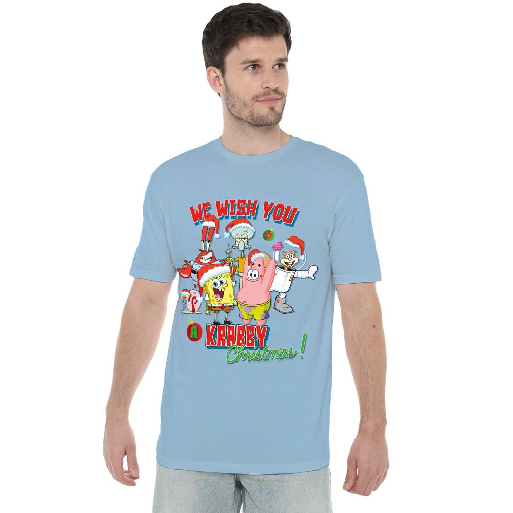 Light Blue - Lifestyle - SpongeBob SquarePants Mens We Wish You A Krabby Christmas! T-Shirt