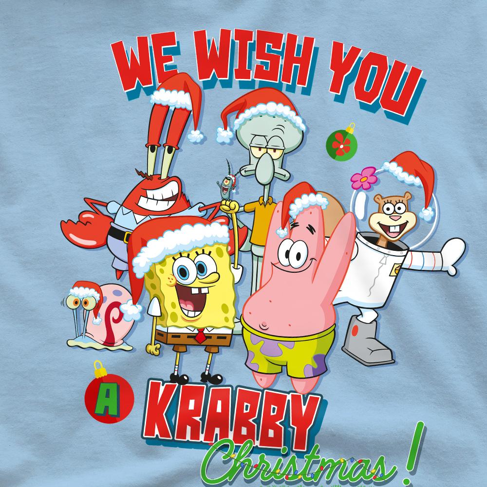 Light Blue - Pack Shot - SpongeBob SquarePants Mens We Wish You A Krabby Christmas! T-Shirt