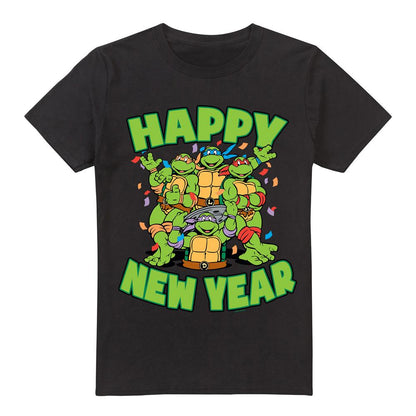 Black - Front - Teenage Mutant Ninja Turtles Mens Group New Year T-Shirt