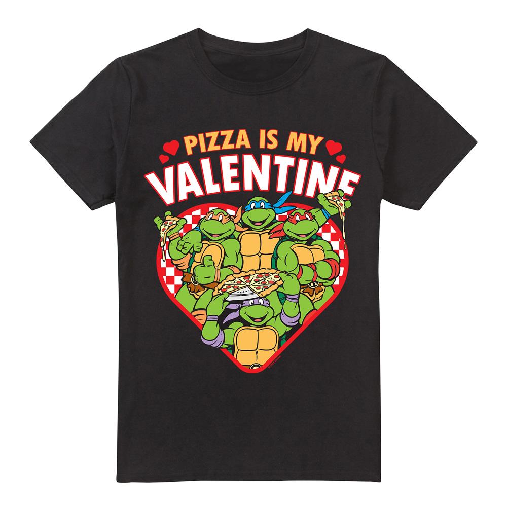 Black - Front - Teenage Mutant Ninja Turtles Mens Pizza Is My Valentine T-Shirt