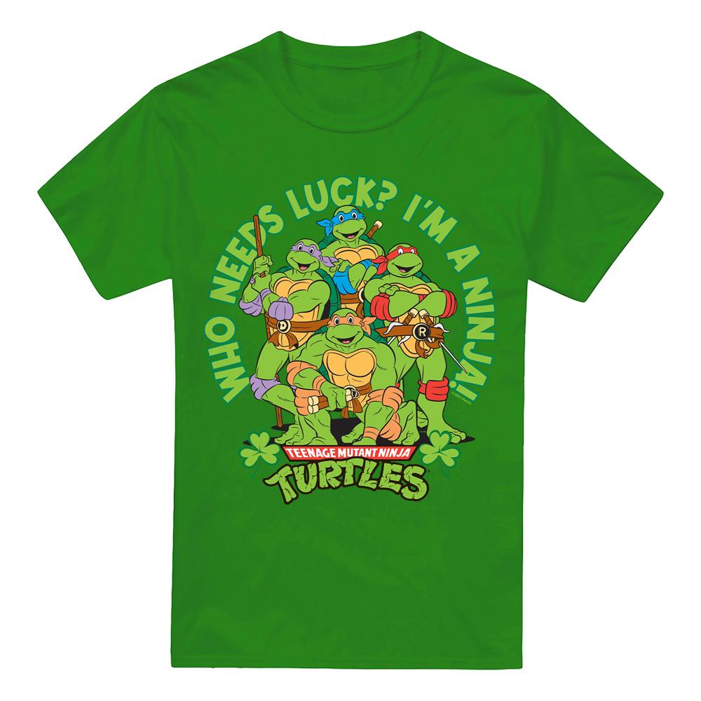 Kelly Green - Front - Teenage Mutant Ninja Turtles Mens Who Needs Luck St Patricks Day T-Shirt