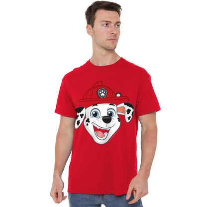 Red - Side - Paw Patrol Mens Grin Marshall T-Shirt