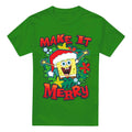 Kelly Green - Front - SpongeBob SquarePants Mens Make It Merry Christmas T-Shirt