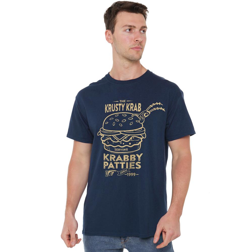 Navy - Side - SpongeBob SquarePants Mens The Krusty Krab Shock Mono T-Shirt