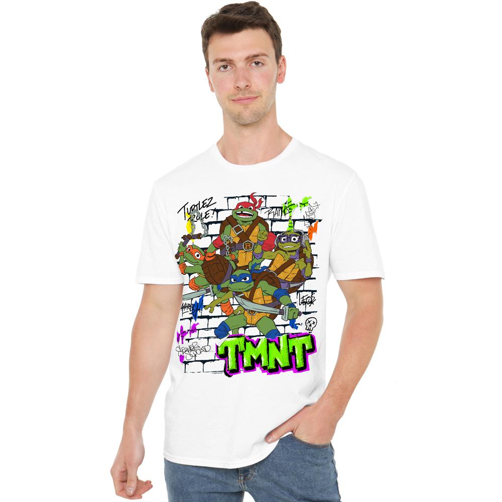White - Lifestyle - Tales of the Teenage Mutant Ninja Turtles Mens Brick Wall Poster T-Shirt