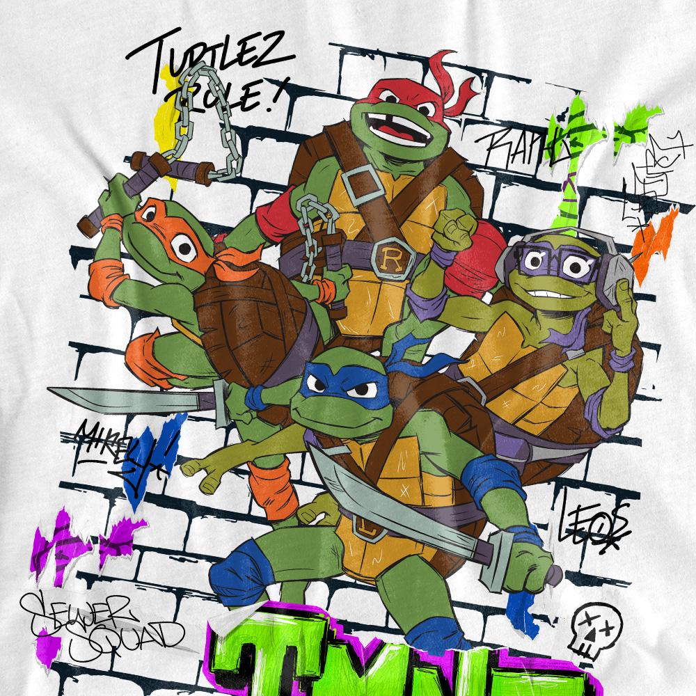 White - Side - Tales of the Teenage Mutant Ninja Turtles Mens Brick Wall Poster T-Shirt