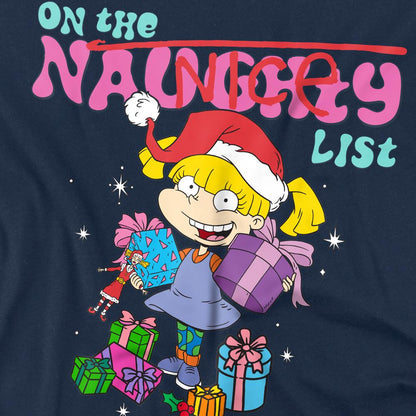 Navy - Side - Rugrats Mens Naughty Angelica Christmas T-Shirt