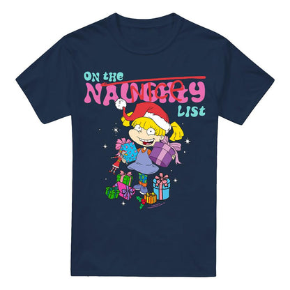 Navy - Front - Rugrats Mens Naughty Angelica Christmas T-Shirt