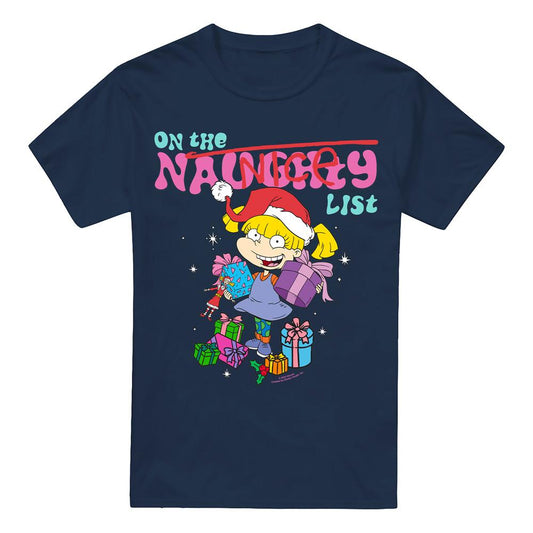 Navy - Front - Rugrats Mens Naughty Angelica Christmas T-Shirt