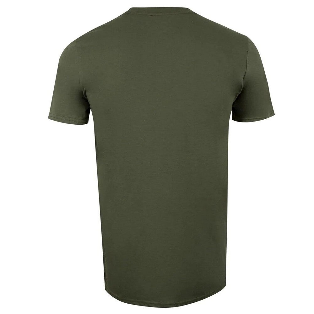 Military Green - Back - Top Gun Mens Logo Cotton T-Shirt