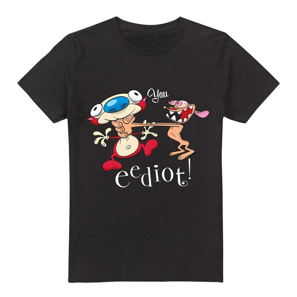 Black - Front - Ren & Stimpy Mens You Eediot T-Shirt