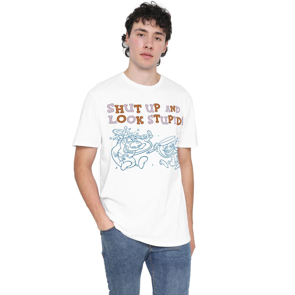 White - Lifestyle - Ren & Stimpy Mens Shut Up And Look Stupid! T-Shirt