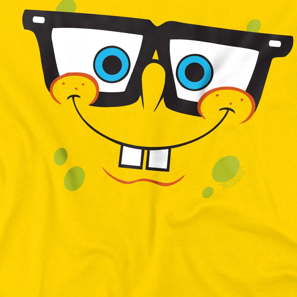 Yellow - Side - SpongeBob SquarePants Mens Nerd Face T-Shirt