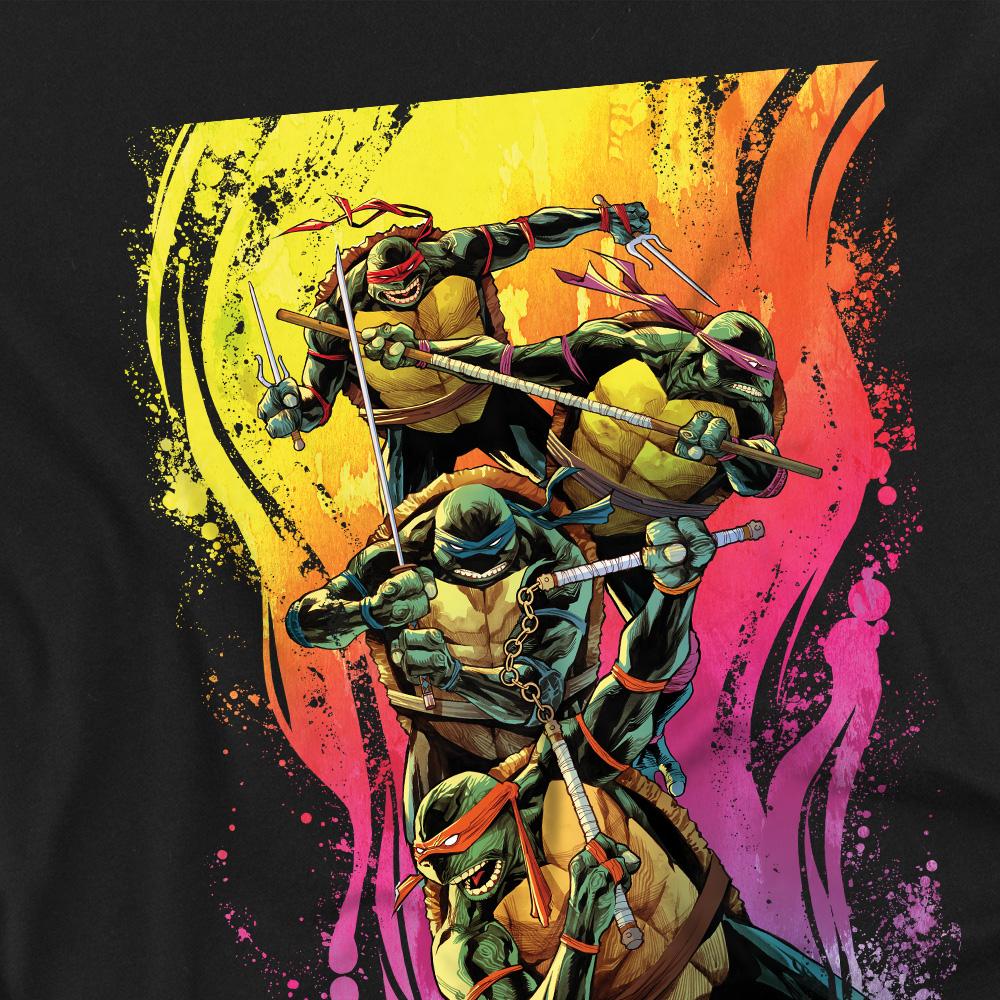 Black - Pack Shot - Teenage Mutant Ninja Turtles Mens Hot Rainbow Warriors T-Shirt