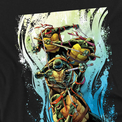 Black - Pack Shot - Teenage Mutant Ninja Turtles Mens Cool Rainbow Warriors T-Shirt