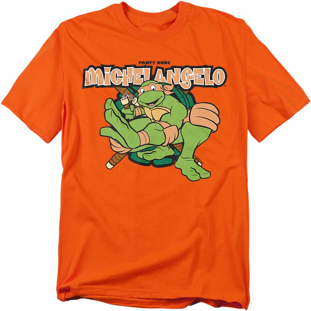 Orange - Front - Teenage Mutant Ninja Turtles Mens Party Dude Michelangelo T-Shirt