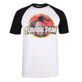 White-Black-Red - Front - Jurassic Park Mens Distressed Logo T-Shirt