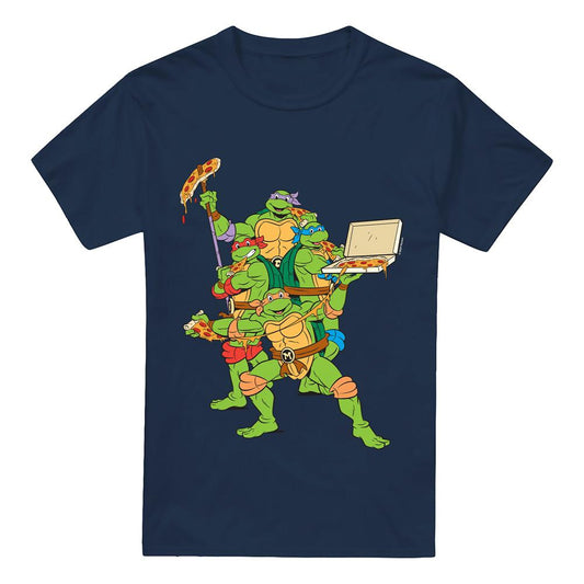 Navy - Front - Teenage Mutant Ninja Turtles Mens Pizza Party T-Shirt
