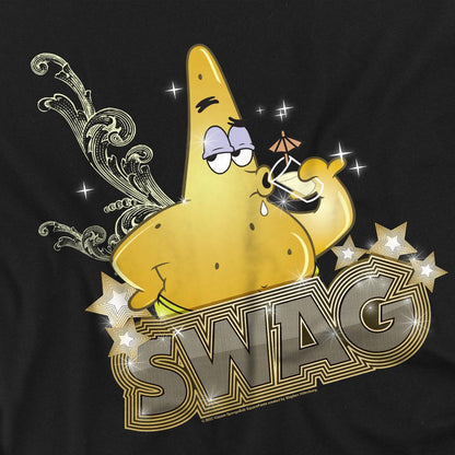 Black - Side - SpongeBob SquarePants Mens Patrick Has Swag T-Shirt