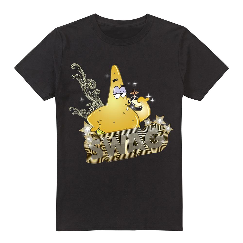 Black - Front - SpongeBob SquarePants Mens Patrick Has Swag T-Shirt