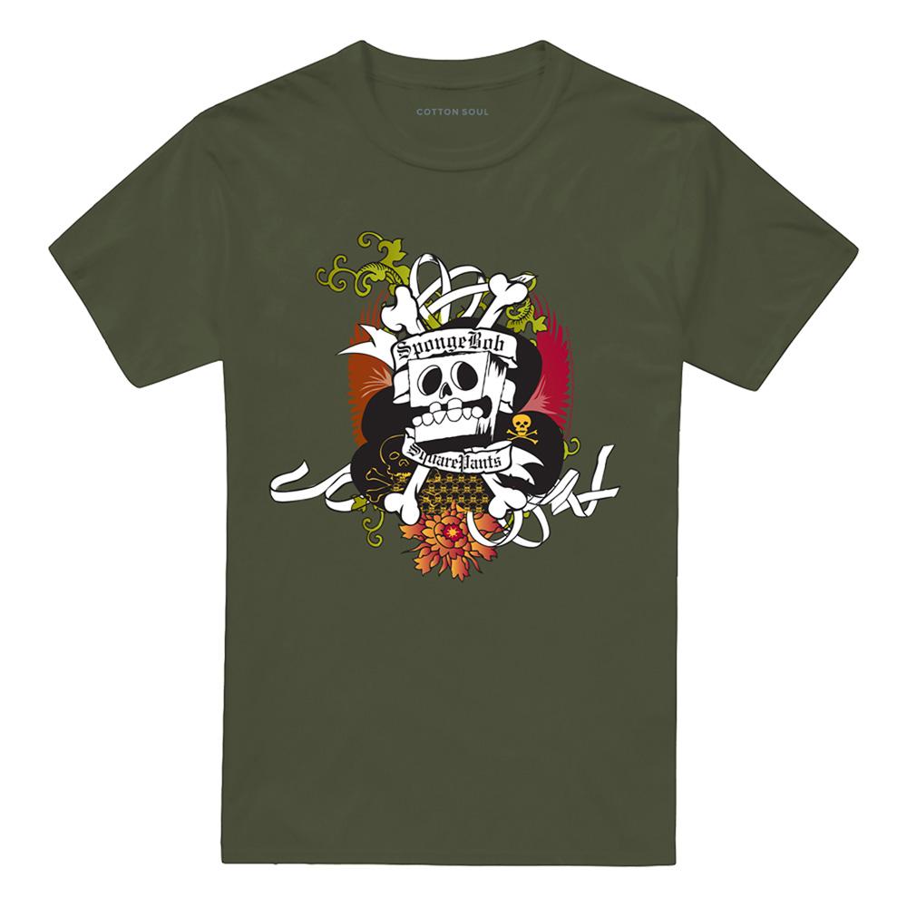 Military Green - Front - SpongeBob SquarePants Mens Rest In Peace T-Shirt