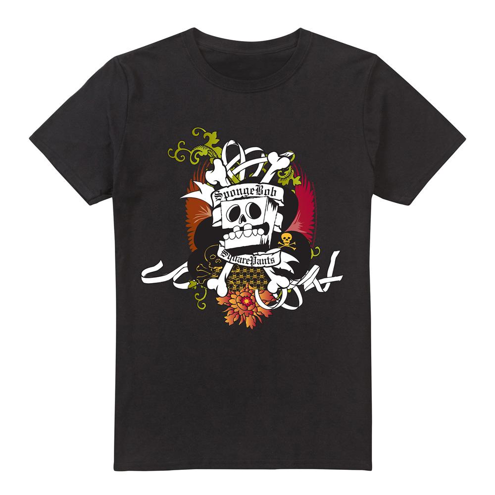 Black - Front - SpongeBob SquarePants Mens Rest In Peace T-Shirt