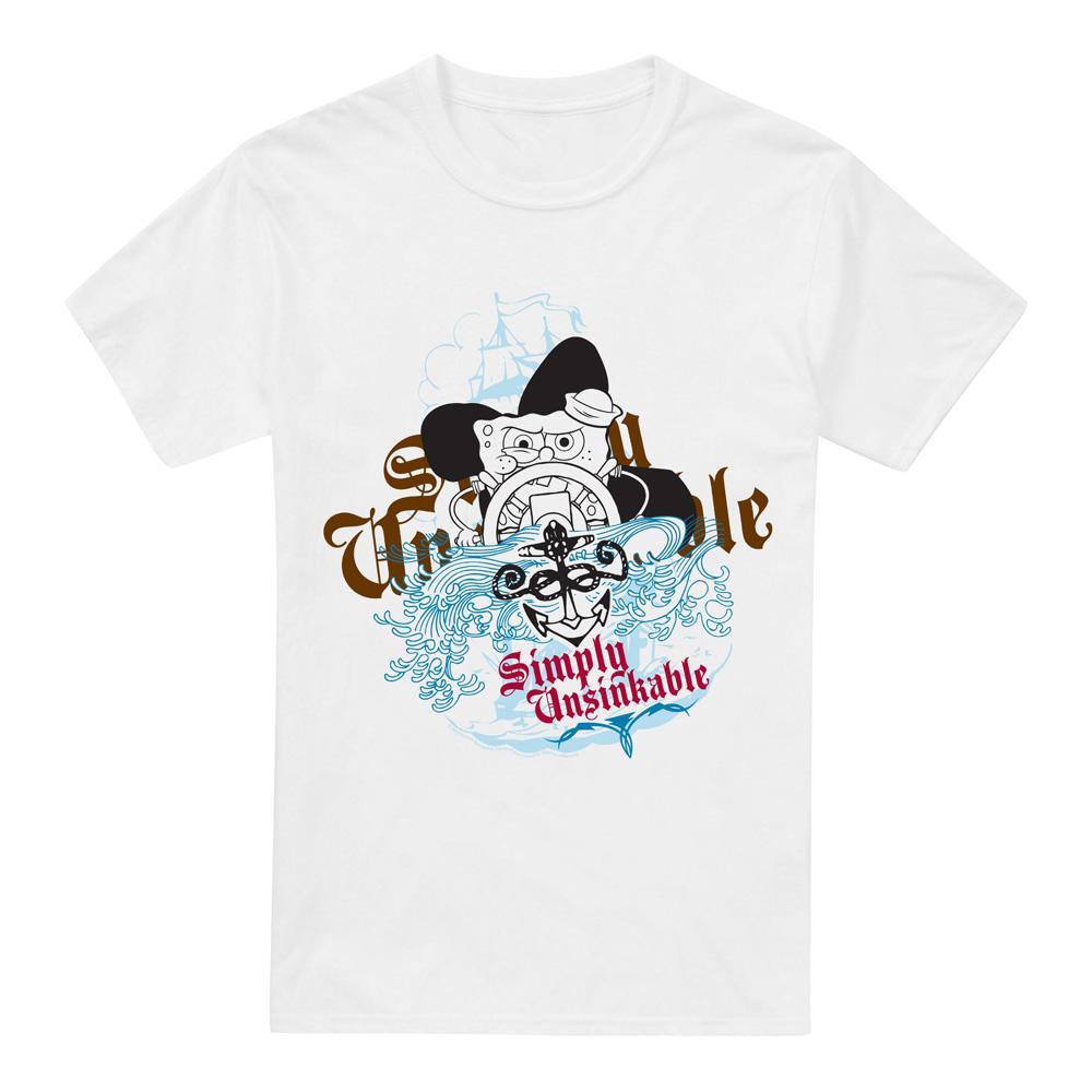 White - Front - SpongeBob SquarePants Mens Simply Unsinkable T-Shirt